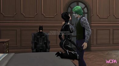 Horny Batman Watches as Joker Fucks Catwoman, Then Gets a Turn