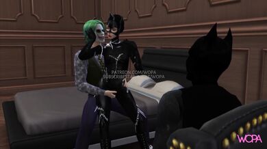 Horny Batman Watches as Joker Fucks Catwoman, Then Gets a Turn