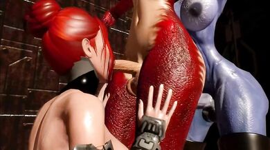 Two Succulent Demonesses Ravage Sexy Redhead Damsel