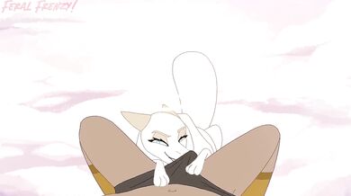 The naughty angel and her furry fox friend