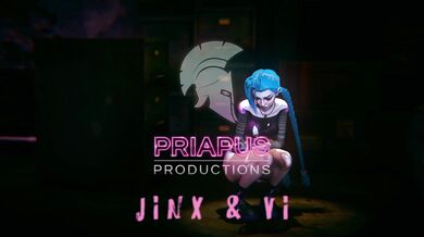 Big Black Priapus Pounds Jinx and Vi's Tight White Hole