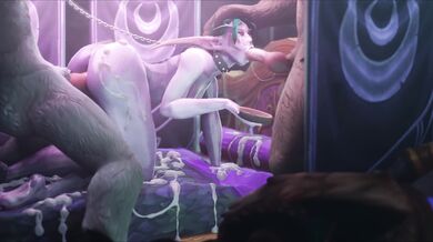 Sexually Enslaved Tyrande and Horny Worgen Cum All Over Each Other in 'Cum Covered - Slave' (Zmsfm)