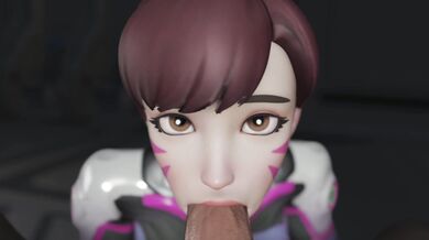 D.Va Sucks and Swallows Cock Hard, Gets Nutted by a Lucky Man