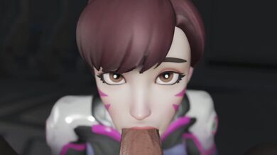 D.Va Sucks and Swallows Cock Hard, Gets Nutted by a Lucky Man