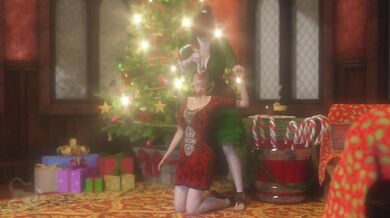 Lesbian Elves Share Sexy Candy Canes and Throat Fucking on Christmas