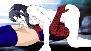 Semen Splattered on Lucina's Face by Spider-Man's Huge Cock