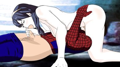 Semen Splattered on Lucina's Face by Spider-Man's Huge Cock