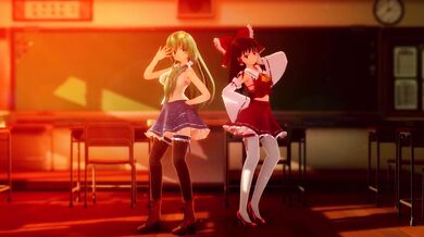 Persecution Complex - Sanae's and Reimu's Naughty Schoolgirl Photoshoot on their Cellphones