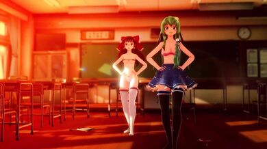 Persecution Complex - Sanae's and Reimu's Naughty Schoolgirl Photoshoot on their Cellphones