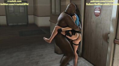 Fucking Lara Croft in a Hallway Gangbang