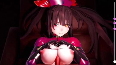 Kurumi Tokisaki's Big Breasts and Tight Butthole Squeezed Hard