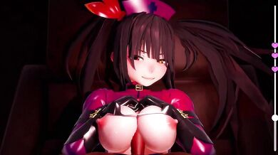 Kurumi Tokisaki's Big Breasts and Tight Butthole Squeezed Hard