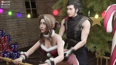The Christmas Cock of Cloud's Brother Inside Aerith's Tight Asshole
