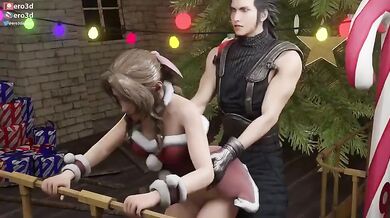 The Christmas Cock of Cloud's Brother Inside Aerith's Tight Asshole