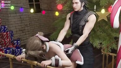 The Christmas Cock of Cloud's Brother Inside Aerith's Tight Asshole