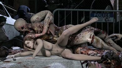 Jill gets brutally ravaged by a Necromorph creature with a massive, tentacle-like appendage while tied to the bed in her own personal hell.