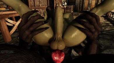 Juicy futanari orc gets ravaged by werewolf's cock