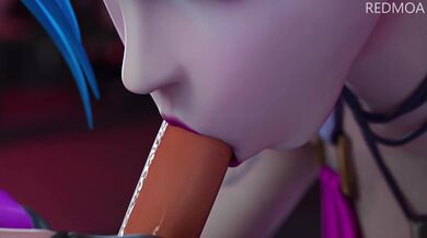 Jinx Gets Her Mouth Fucked Hard By Redmoa and Nekobot in Spanish