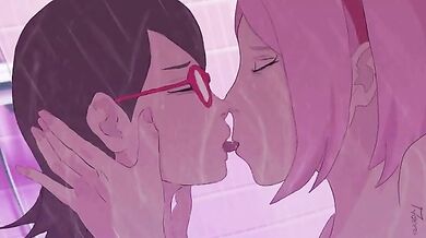 Sakurai's Wet and Sensual Tongue-Bath for Sarada [xsarda]