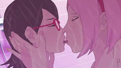 Sakurai's Wet and Sensual Tongue-Bath for Sarada [xsarda]