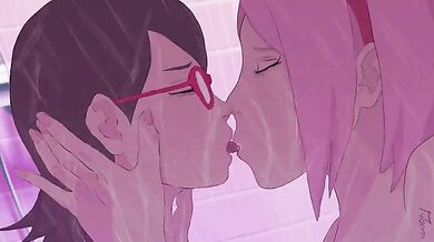 Sakurai's Wet and Sensual Tongue-Bath for Sarada [xsarda]