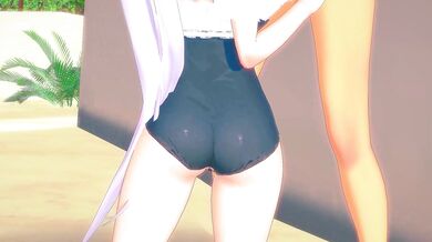 Miyako's Sexual Encounter on the Sandy Shores [Peek-Eye]