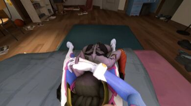 During a steamy night in Overwatch, Mercy and Dva engage in some hot lesbian action. In this scene, Dva licks and sucks on Mercy's pussy to her satisfaction.