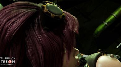 Viagra-fueled futanari fucks Caitlyn's face with a strap-on dildo.