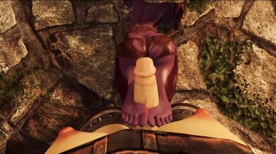 Futanari High Elf Gets Footjobbed by Three Slimy Sluts