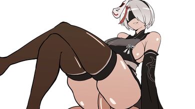 Sexy Cyborg Nymphomaniac 2B Goes Wild in a Japanese Kimono