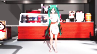 Miku's Luscious Ass Wiggles While She Dances Nude on a Tray Table!