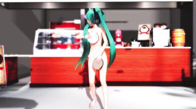 Miku's Luscious Ass Wiggles While She Dances Nude on a Tray Table!