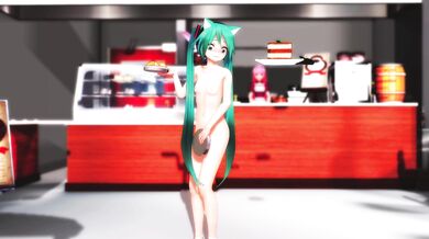 Miku's Luscious Ass Wiggles While She Dances Nude on a Tray Table!
