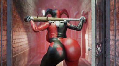 Batmans assistant, Harley Quinn, strips down and shakes her booty in a sexy twerk dance