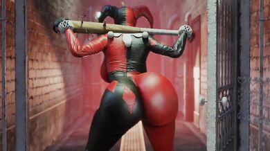 Batmans assistant, Harley Quinn, strips down and shakes her booty in a sexy twerk dance