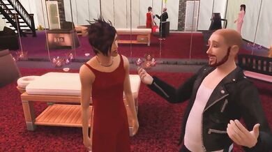 Busty Sims get their asses licked in a happy ending massage parlor