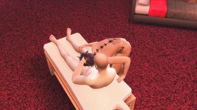 Busty Sims get their asses licked in a happy ending massage parlor