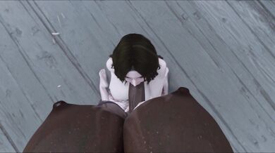 Chunky Brunette with Leggings gets BBC from a Black Futanari