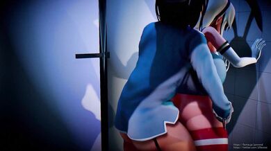 Transgender Shimakaze and Futanari in the Bathroom Pleasure Session (JaxMMD)