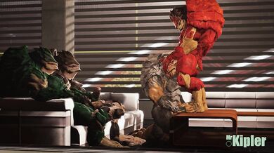 Wrex's Secret Krogan Love Sesh with Grunt and Himself