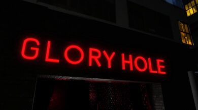 Glory Hole Sluts 2

 (with the number changed to differentiate it from the original)In this hentai porn video, an ebony beauty named Dee engages in a gang-bang with six unfamiliar men at a gloryhole club. The action is intense as Dee takes on each cock 