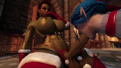 Christmas Fuck Fest: Two Horny Orc Chicks Pounding a Sexy Dryad in Part 1