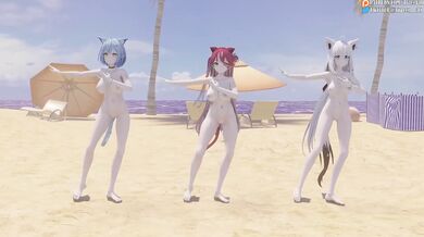 Yukihana's Lamia-like Shirakami, Fubuki and Houshou in a Marine Orgy with Virtual YouTuber Catallena (60FPS)