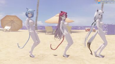 Yukihana's Lamia-like Shirakami, Fubuki and Houshou in a Marine Orgy with Virtual YouTuber Catallena (60FPS)
