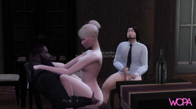 Blonde Wife Banged by BBC in Public Restaurant as Cuckold Hubby Jerks Off