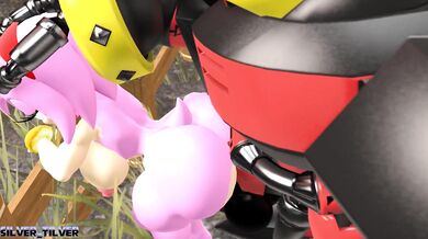 E-123 drills into Omegas fuckhole, burying his rod deep inside Amys tight pussy