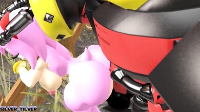 E-123 drills into Omegas fuckhole, burying his rod deep inside Amys tight pussy