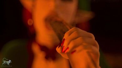 Sexy Christmas Elf Blowjobs and Self-Penetration with Massive Dong
