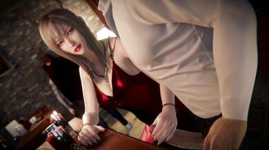 Arachnophile and her date at the bar