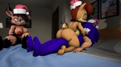Santa's Elves Sally and Nicole Get Fucked by Sonic the Hedgehog on Christmas Eve